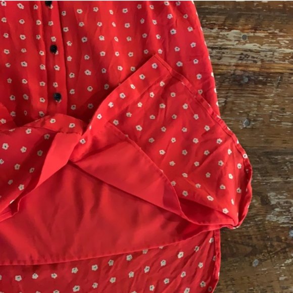 Madewell Red Floral Button Up Silk Dress sz small - Picture 4 of 6
